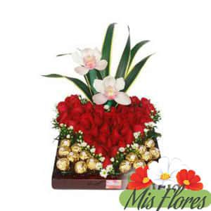 Flores y chocolates, arreglos con rosas y chocolates [Envío Gratis]
